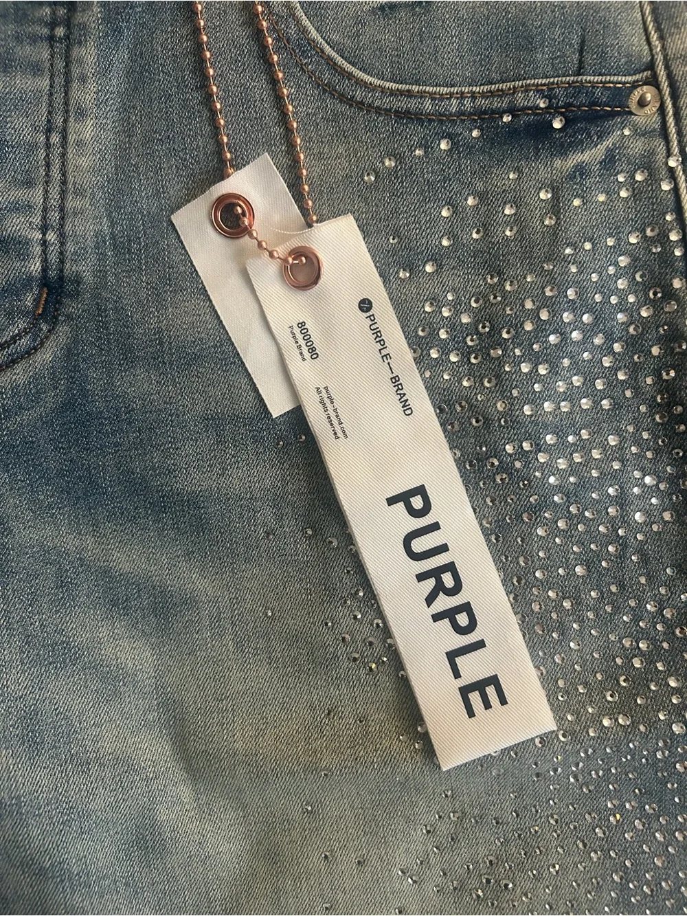 Men's Light Blue Embellished Denim Shorts by PURPLE
